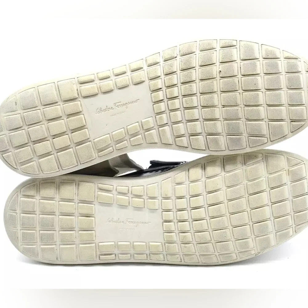 Salvatore Ferragamo 'Perforated Fury' Blue Rubber Boat Shoes Size US 9